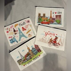 NWOT Bundle of 4 Paris Themed Pouches